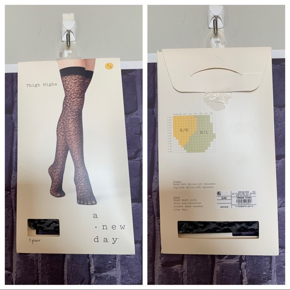 NWT Black Leopard Thigh High Stockings - Picture 2 of 4